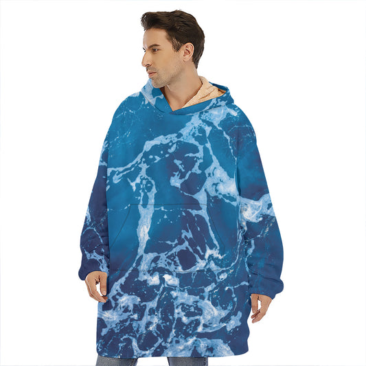 Blue Ocean Print Hoodie Blanket