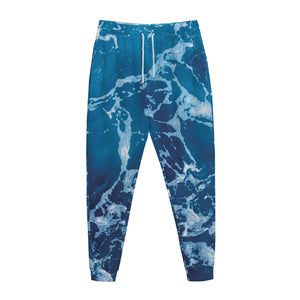 Blue Ocean Print Jogger Pants