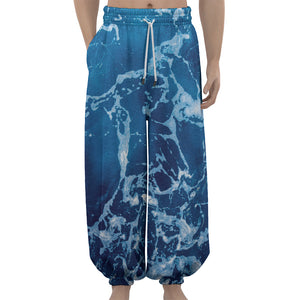 Blue Ocean Print Lantern Pants