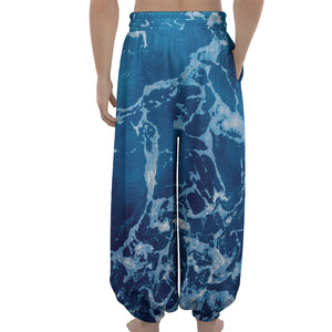 Blue Ocean Print Lantern Pants