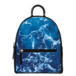 Blue Ocean Print Leather Backpack