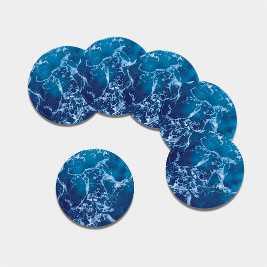 Blue Ocean Print Leather Coaster Set