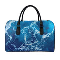 Blue Ocean Print Leather Duffel Bag