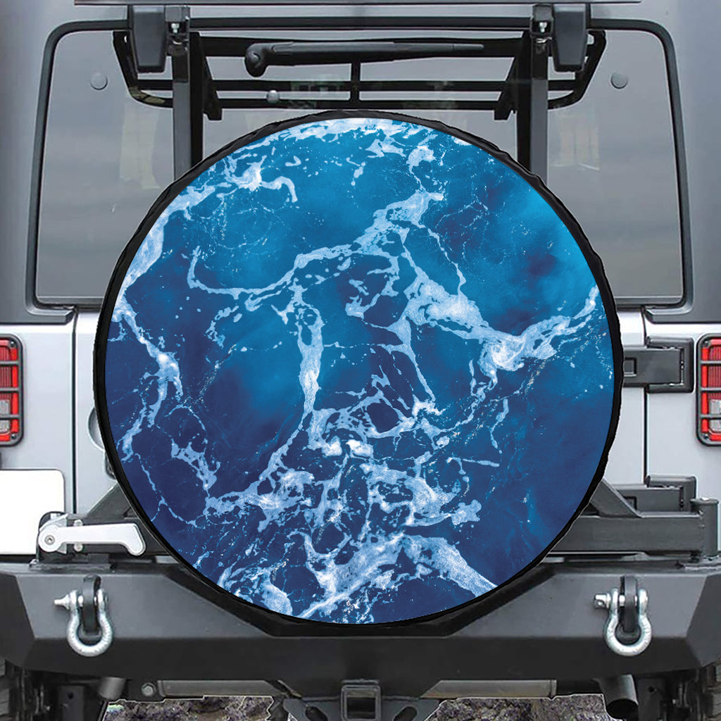 Blue Ocean Print Leather Spare Tire Cover