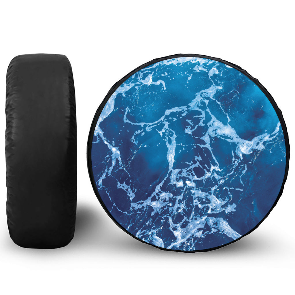 Blue Ocean Print Leather Spare Tire Cover