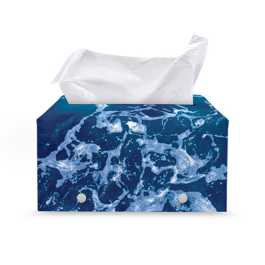 Blue Ocean Print Leather Tissue Box Cover