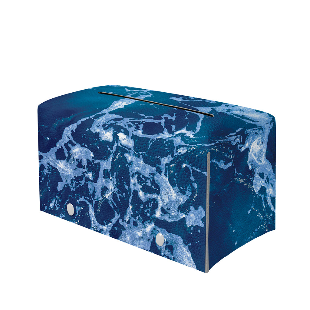 Blue Ocean Print Leather Tissue Box Cover