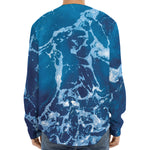 Blue Ocean Print Long Sleeve Baseball Jersey