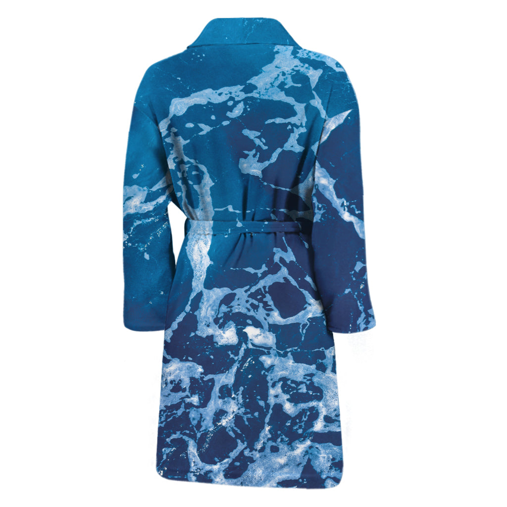 Blue Ocean Print Men's Bathrobe