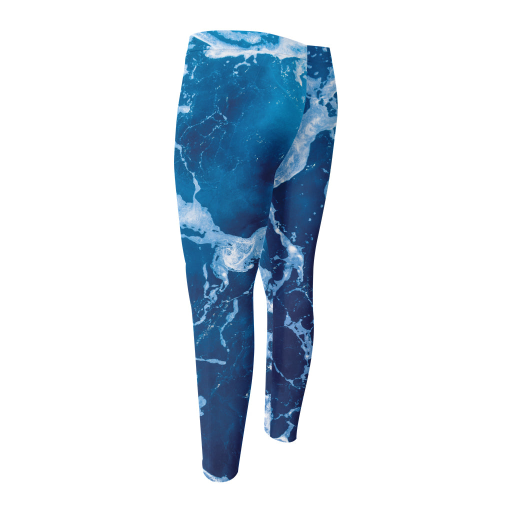 Blue Ocean Print Men's Compression Pants