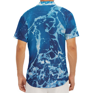 Blue Ocean Print Men's Deep V-Neck Shirt