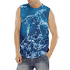 Blue Ocean Print Men's Fitness Tank Top