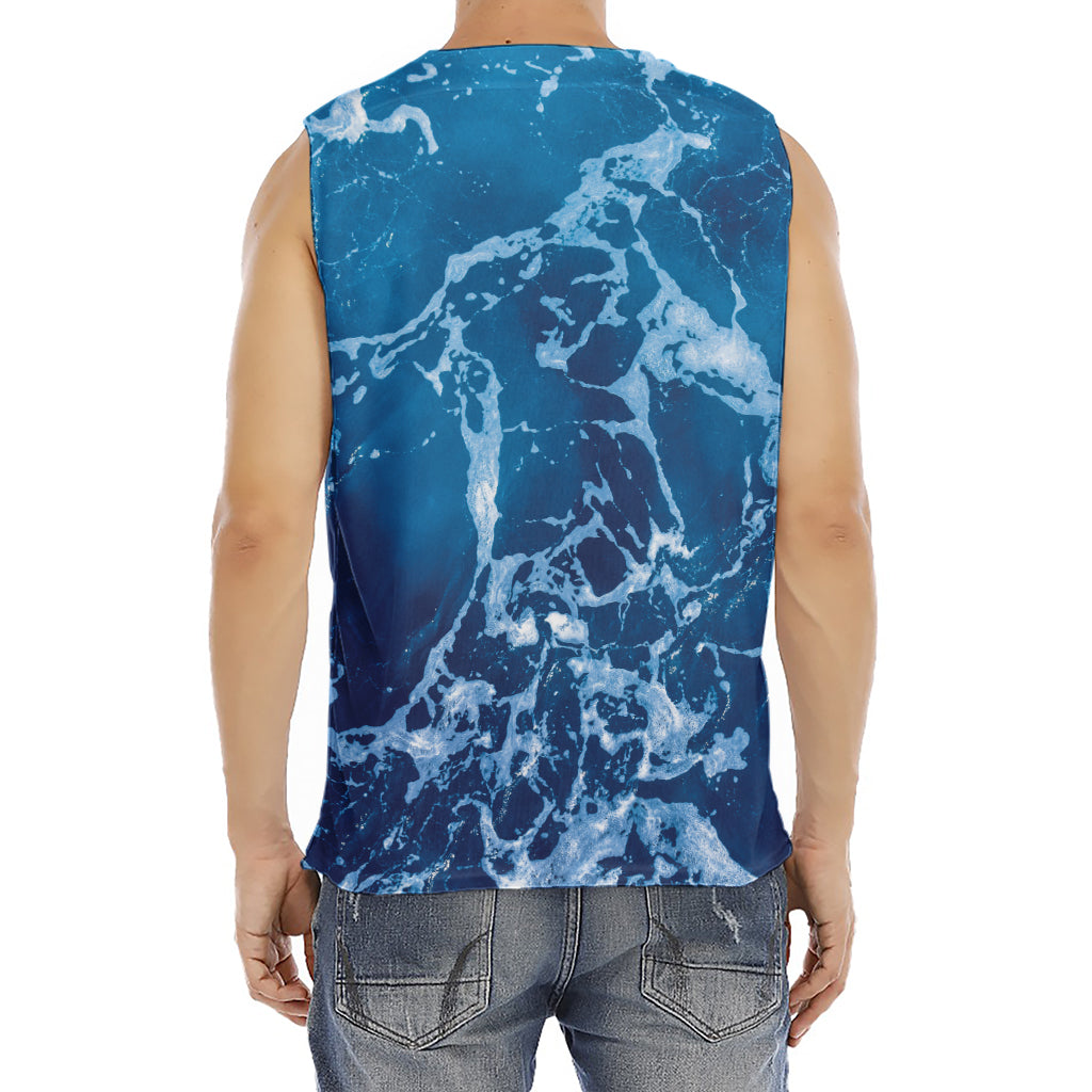 Blue Ocean Print Men's Fitness Tank Top