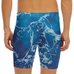 Blue Ocean Print Men's Long Boxer Briefs