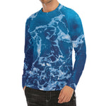 Blue Ocean Print Men's Long Sleeve Rash Guard