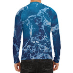 Blue Ocean Print Men's Long Sleeve Rash Guard