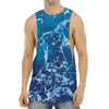 Blue Ocean Print Men's Muscle Tank Top