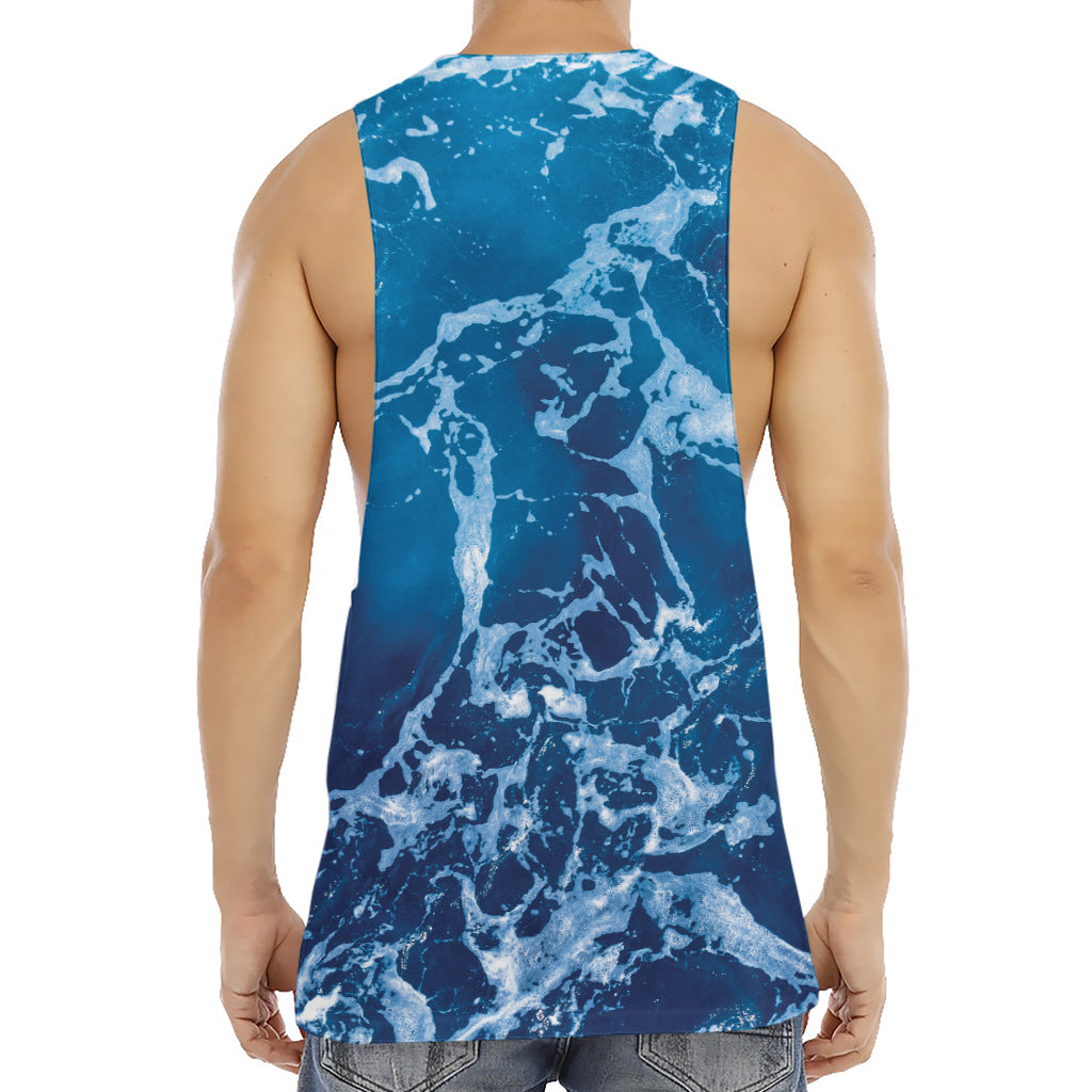 Blue Ocean Print Men's Muscle Tank Top