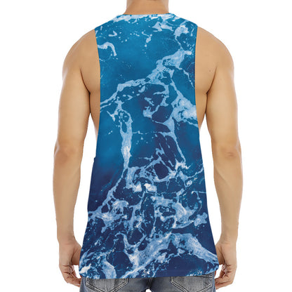 Blue Ocean Print Men's Muscle Tank Top