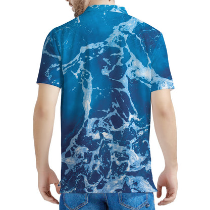 Blue Ocean Print Men's Polo Shirt