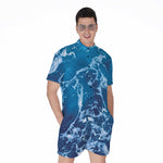 Blue Ocean Print Men's Rompers