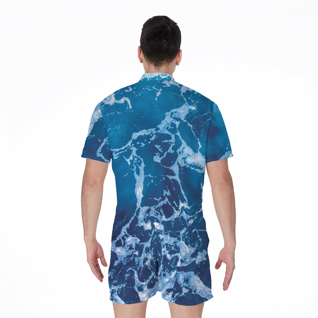 Blue Ocean Print Men's Rompers