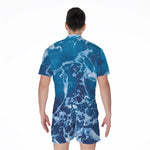 Blue Ocean Print Men's Rompers