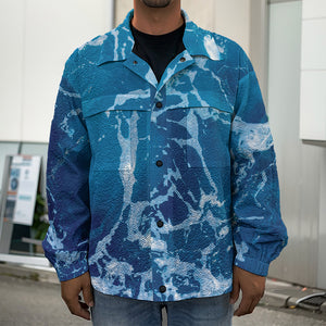 Blue Ocean Print Men's Shirt Jacket