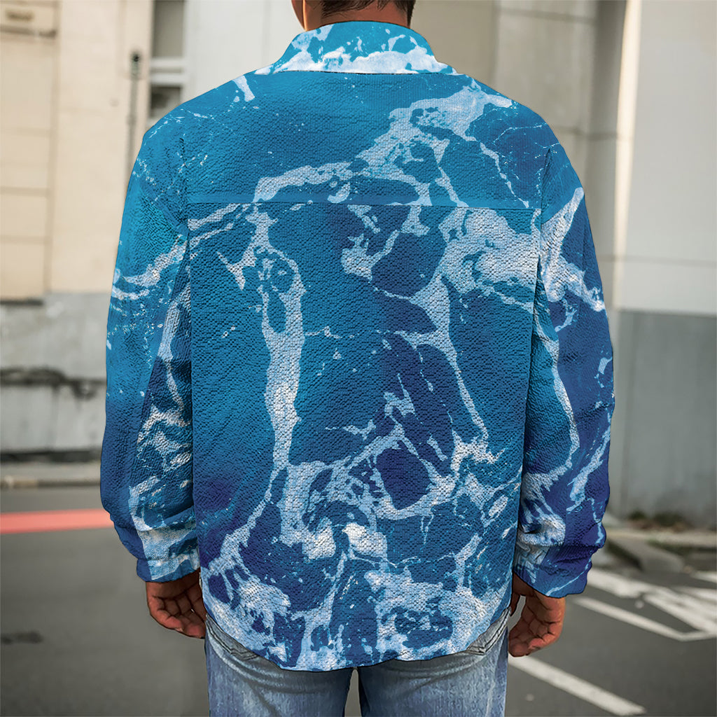 Blue Ocean Print Men's Shirt Jacket