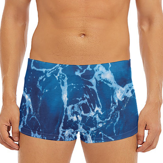 Blue Ocean Print Men's Short Boxer Briefs