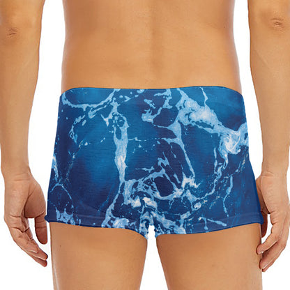 Blue Ocean Print Men's Short Boxer Briefs