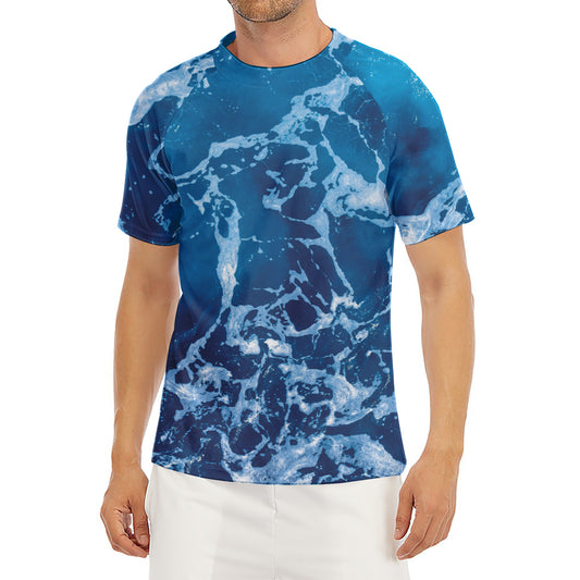 Blue Ocean Print Men's Short Sleeve Rash Guard