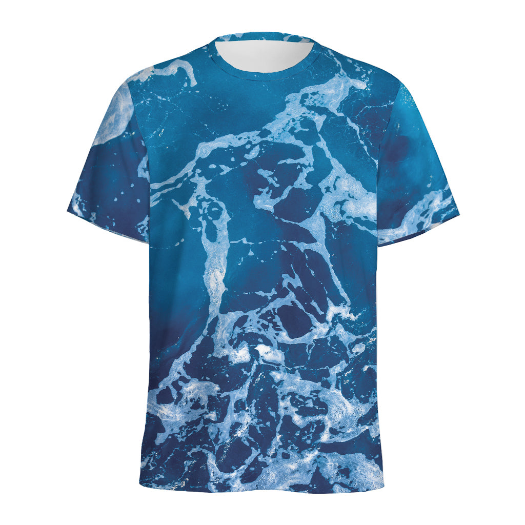 Blue Ocean Print Men's Sports T-Shirt