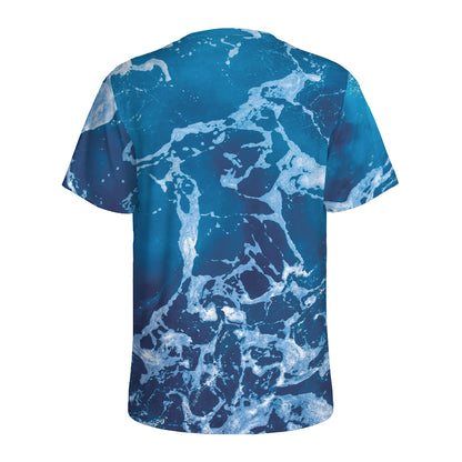 Blue Ocean Print Men's Sports T-Shirt