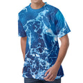 Blue Ocean Print Men's Velvet T-Shirt