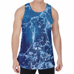 Blue Ocean Print Men's Velvet Tank Top