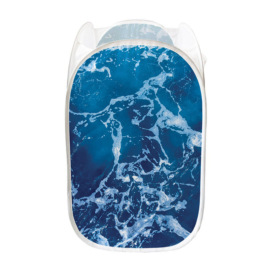 Blue Ocean Print Mesh Laundry Hamper