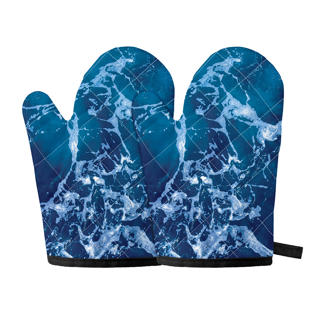 Blue Ocean Print Oven Mitts