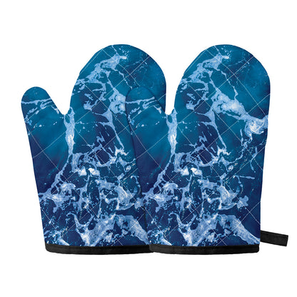 Blue Ocean Print Oven Mitts