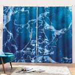 Blue Ocean Print Pencil Pleat Curtains