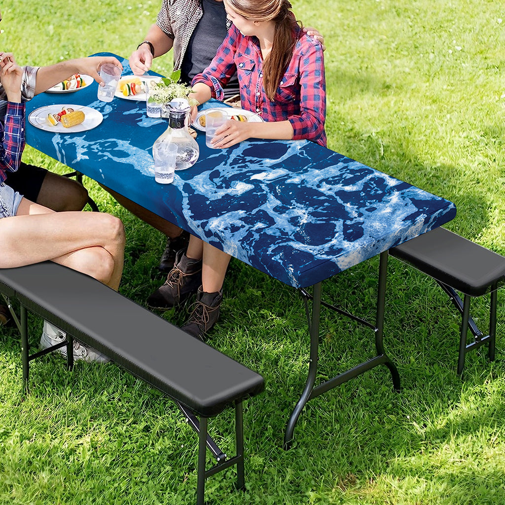 Blue Ocean Print Picnic Table Cover