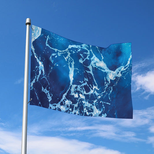 Blue Ocean Print Polyester Flag