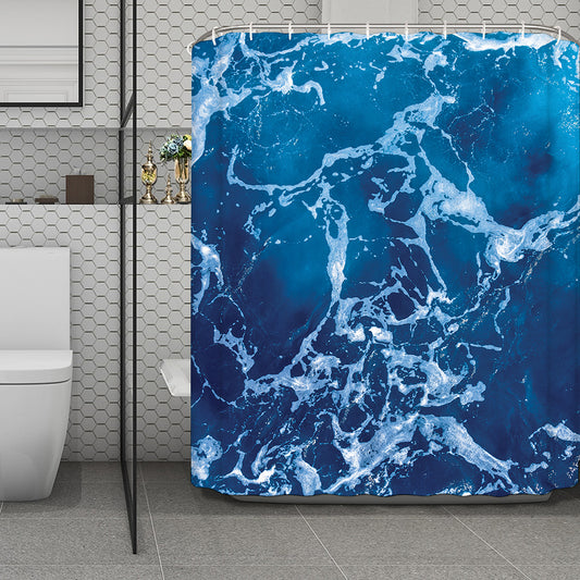 Blue Ocean Print Polyester Shower Curtain