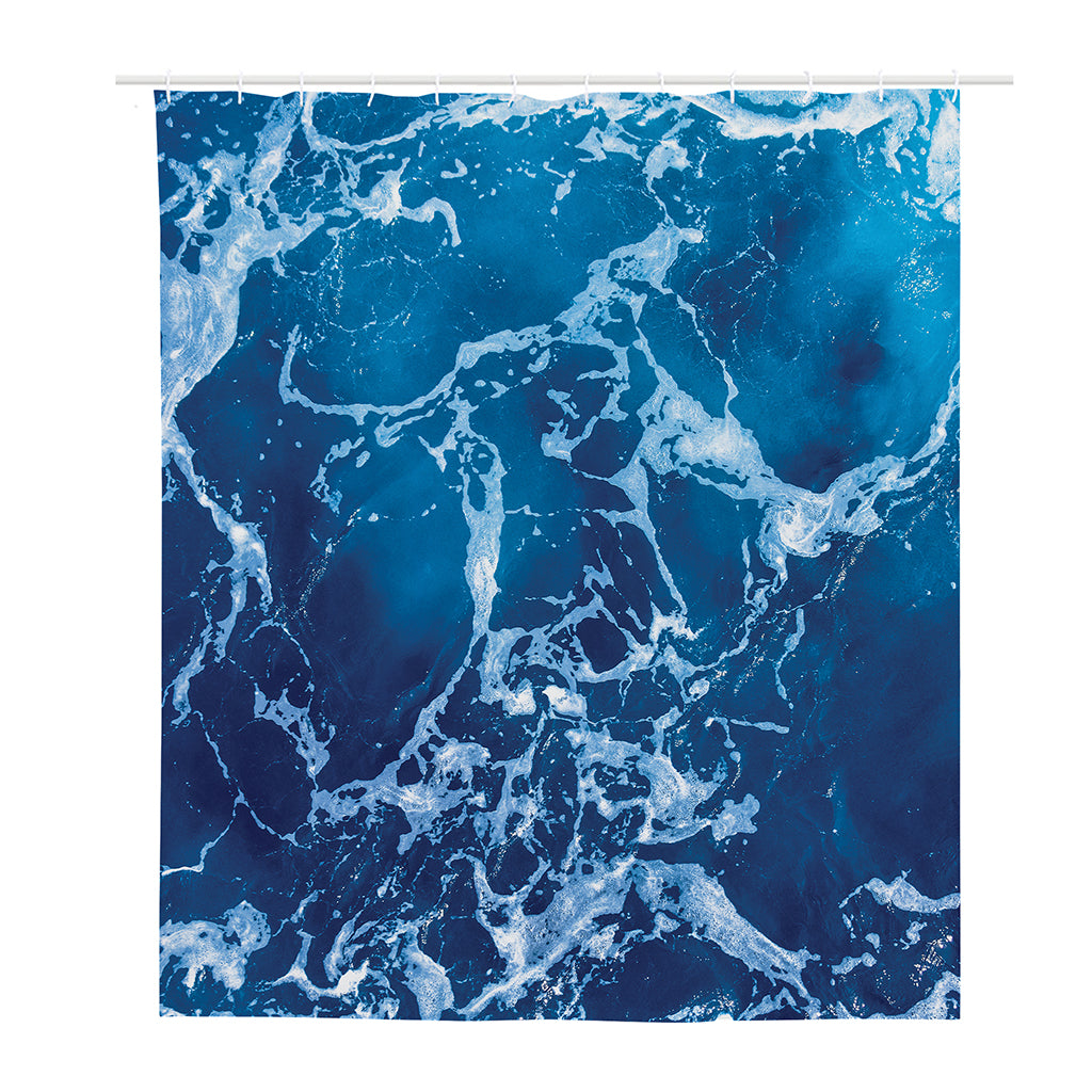 Blue Ocean Print Polyester Shower Curtain