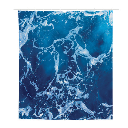 Blue Ocean Print Polyester Shower Curtain