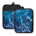 Blue Ocean Print Pot Holders With Pocket