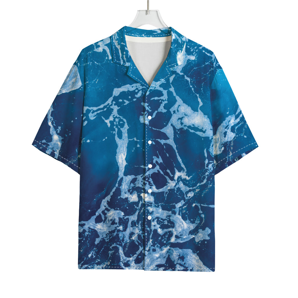 Blue Ocean Print Rayon Hawaiian Shirt