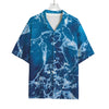 Blue Ocean Print Rayon Hawaiian Shirt