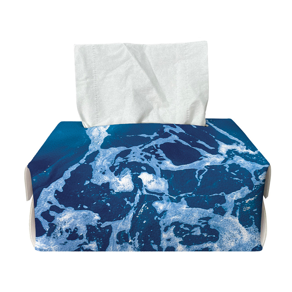 Blue Ocean Print Rectangle Tissue Box Cover