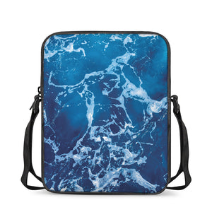 Blue Ocean Print Rectangular Crossbody Bag